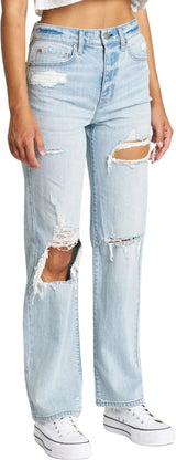 DAZE Sundaze High Rise Dad Denim Jeans in Motto - Side