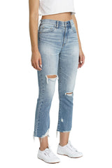DAZE Shy Girl High Rise Crop Flare Jeans in Passport - Side
