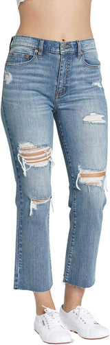 DAZE Shy Girl High Rise Crop Flare Jeans in Hot Spot - Side