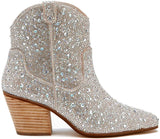 Matisse Harlow Rhinestone Western Ankle Boot in Clear Rhinestone