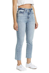 DAZE Shy Girl High Rise Crop Flare Jeans in Player - Side