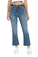 DAZE Shy Girl High Rise Crop Flare Jeans in Rumors - Front