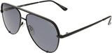 Quay Unisex High Key Mini Classic Aviator Sunglasses in Black Frame/Smoke Polarized Lens - Full