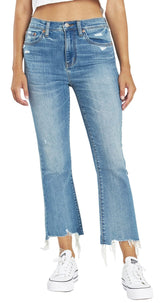 DAZE Shy Girl High Rise Crop Flare Jeans in Wishes - Front
