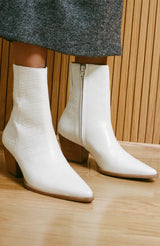 Matisse Caty Western Ankle Boot in Bone Croc