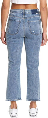 DAZE Shy Girl High Rise Crop Flare Jeans in Deep Dive - Back