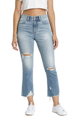 DAZE Shy Girl High Rise Crop Flare Jeans in Passport - Front