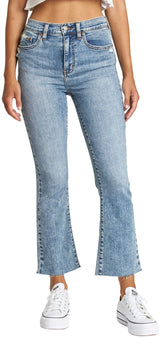 DAZE Shy Girl High Rise Crop Flare Jeans in Pretty Please - Front