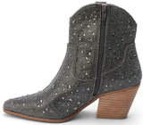 Matisse Harlow Rhinestone Western Ankle Boot in Smoke Rhinestone