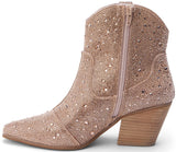 Matisse Harlow Rhinestone Western Ankle Boot in Rosegold Rhinestone