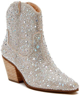 Matisse Harlow Rhinestone Western Ankle Boot in Clear Rhinestone