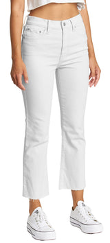 DAZE Shy Girl High Rise Crop Flare Jeans in White Lightening - Side