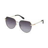 Main Character Oversized Flat-Top Rounded Sunglasses Black Gold Frame/Smoke - 3/4 angle
