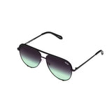 Quay Unisex High Key Mini Classic Aviator Sunglasses in Black Frame/Black Mint Fade Lens - 3/4 angle