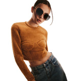Model wearing Main Character Oversized Flat-Top Rounded Sunglasses Black Gold Frame/Smoke - front view