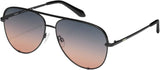 Quay Unisex High Key Classic Aviator Sunglasses in Black Frame/Smoke to Coral Lens - 3/4 angle