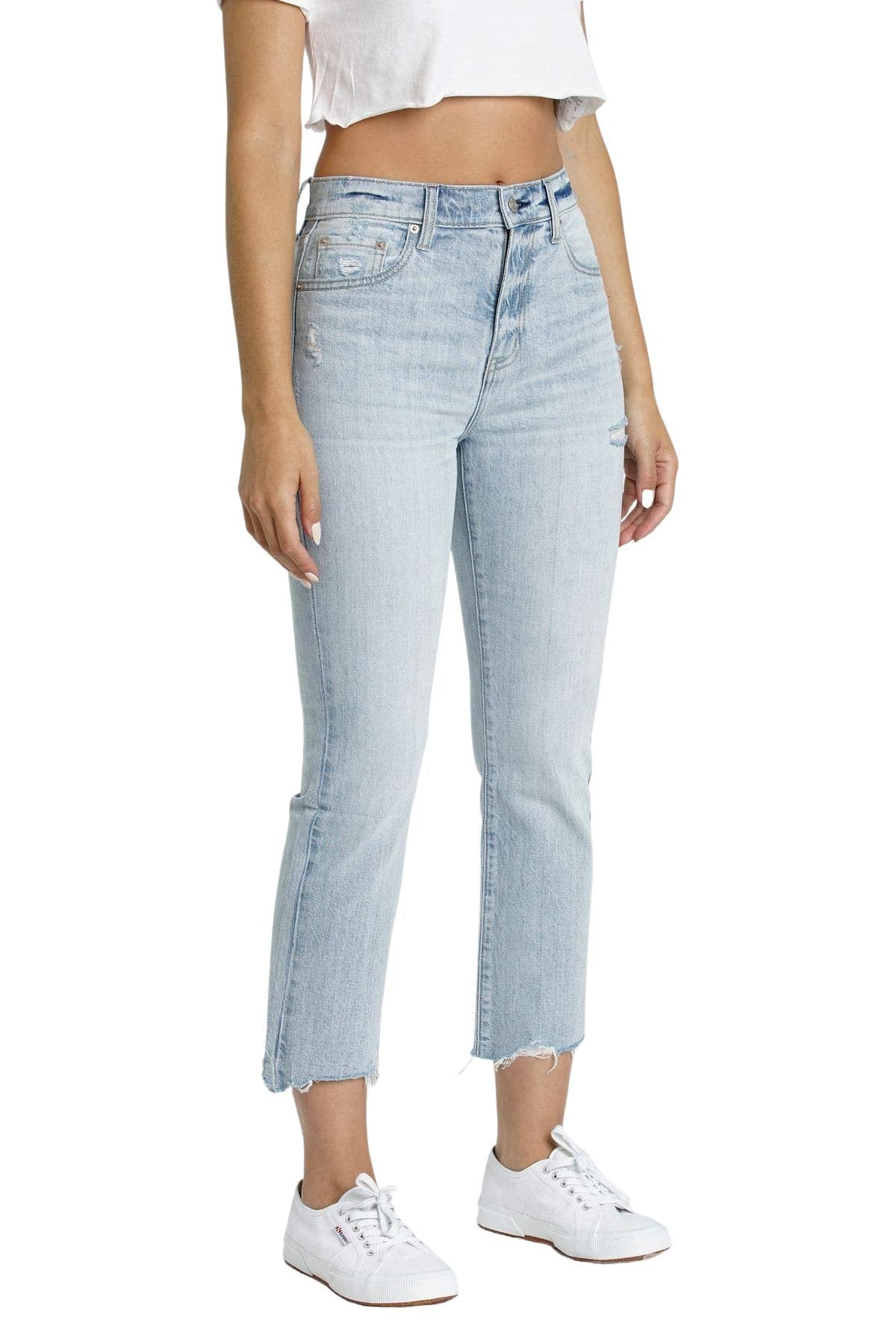 DAZE Shy Girl High Rise Crop Flare Jeans in Eye Contact - Side