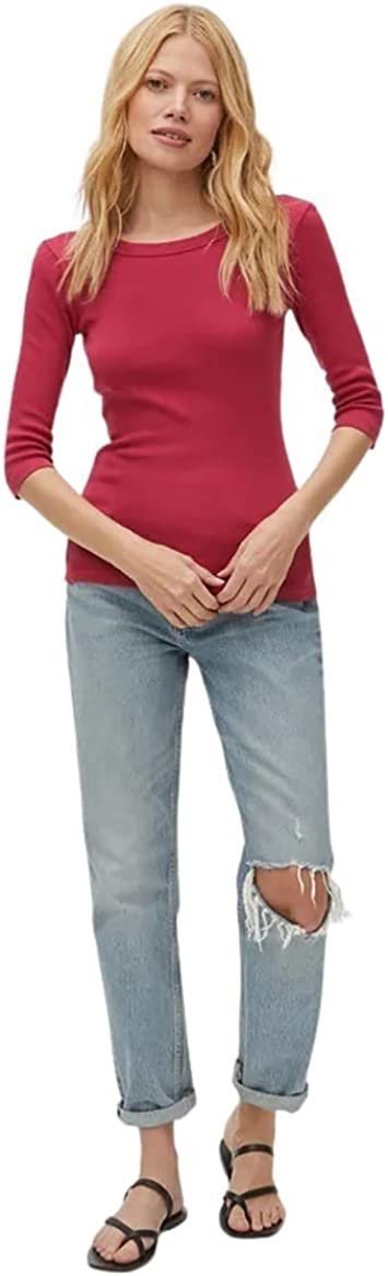 Michael Stars Dot 3/4 Sleeve Tee in Sangria