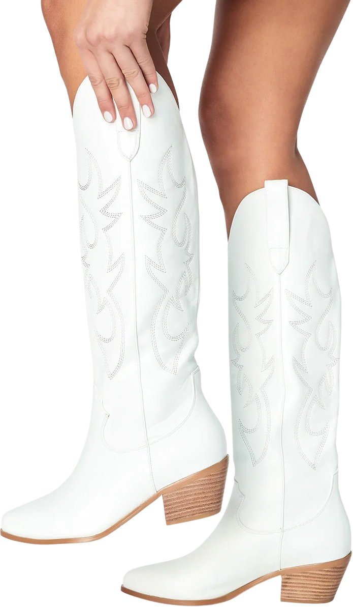 Billini Urson Knee High Western Boot in White