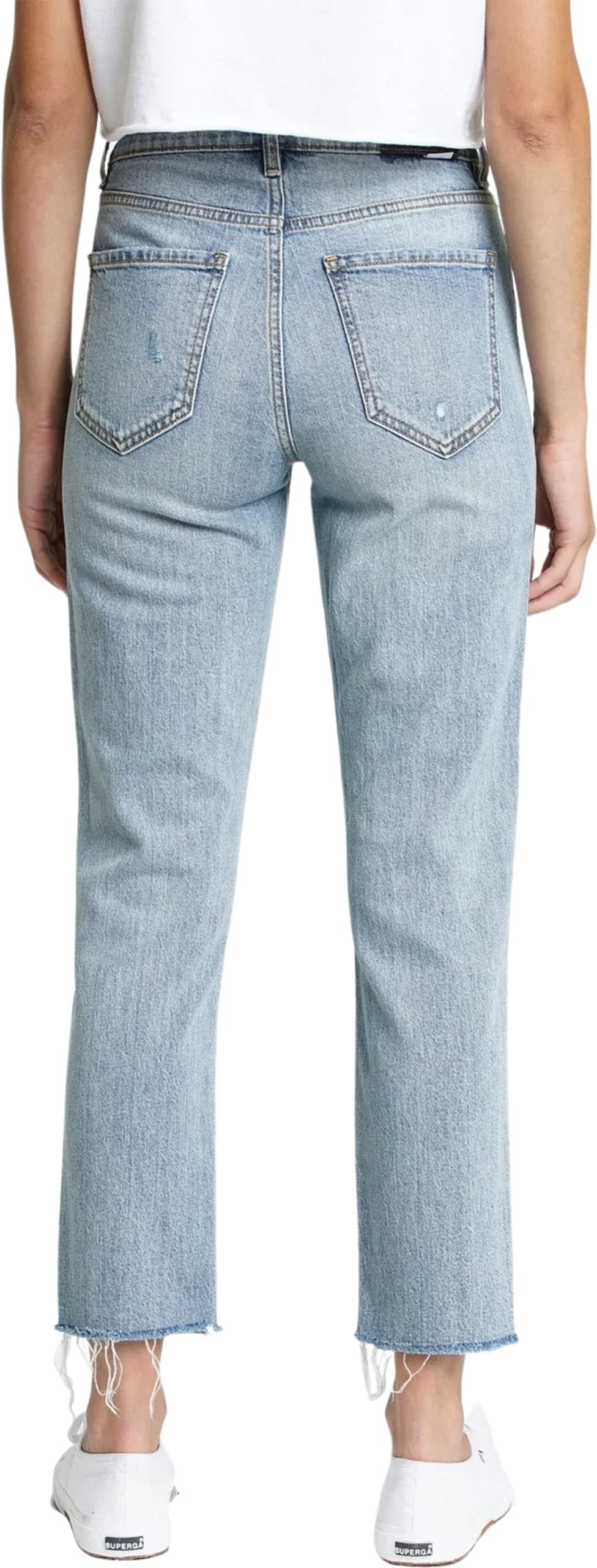 DAZE Straight Up High Rise Straight Denim Jeans in Flirt - Back