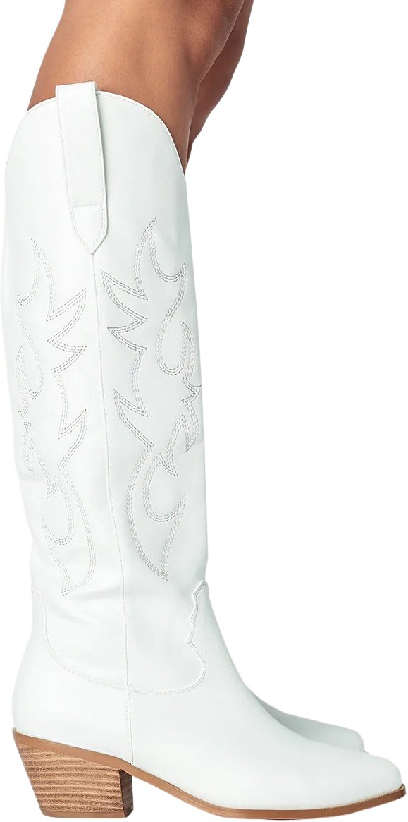 Billini Urson Knee High Western Boot in White