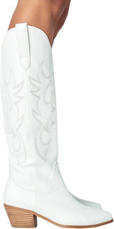 Billini Urson Knee High Western Boot in White