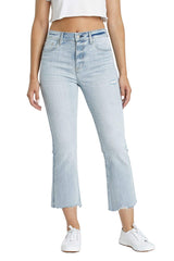 DAZE Shy Girl High Rise Crop Flare Jeans in Eye Contact - Front