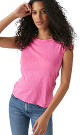 Michael Stars Trudy Supima Short Sleeve Tee in Azalea