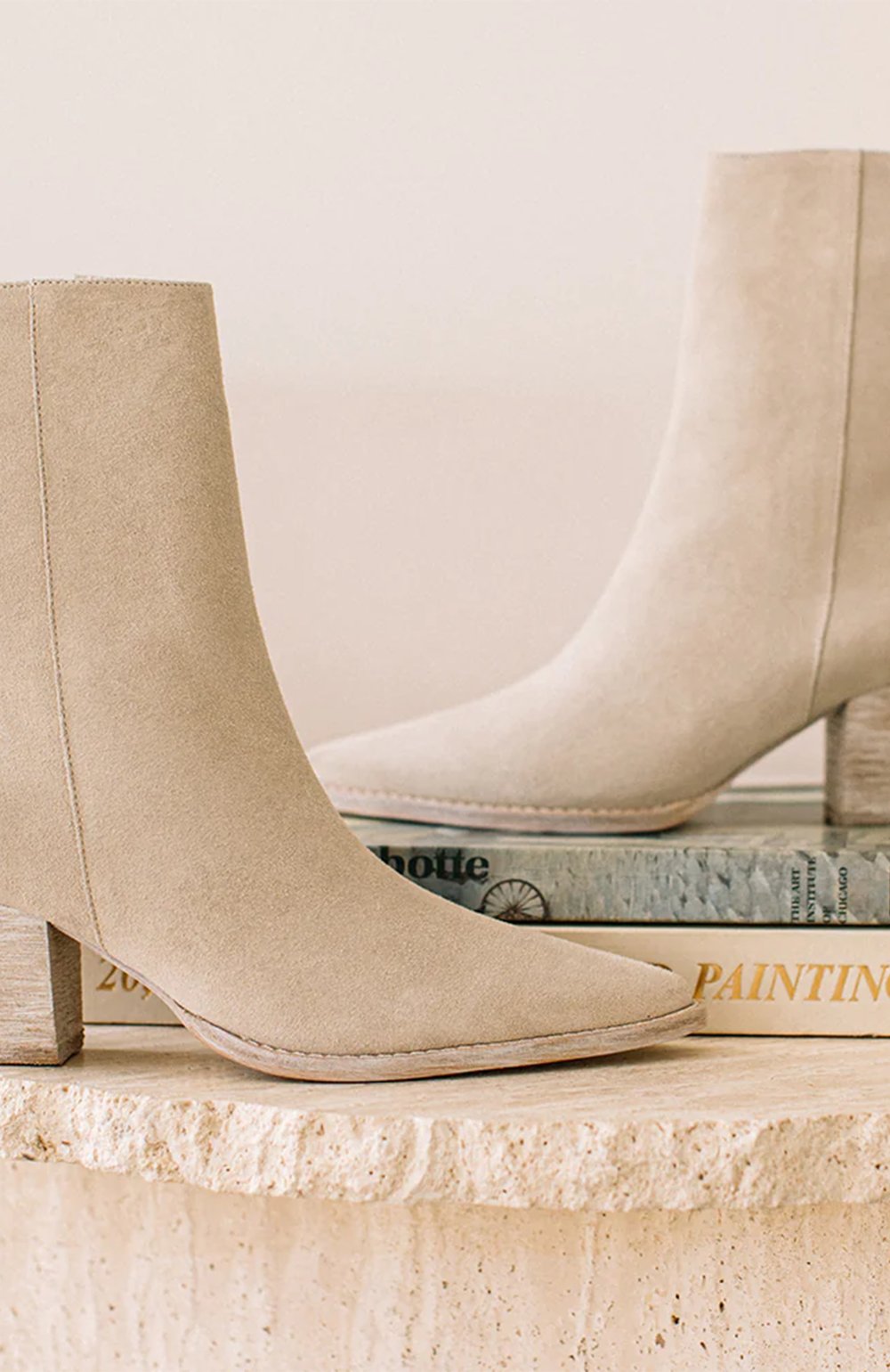 Matisse Caty Western Ankle Boot in Ecru Suede