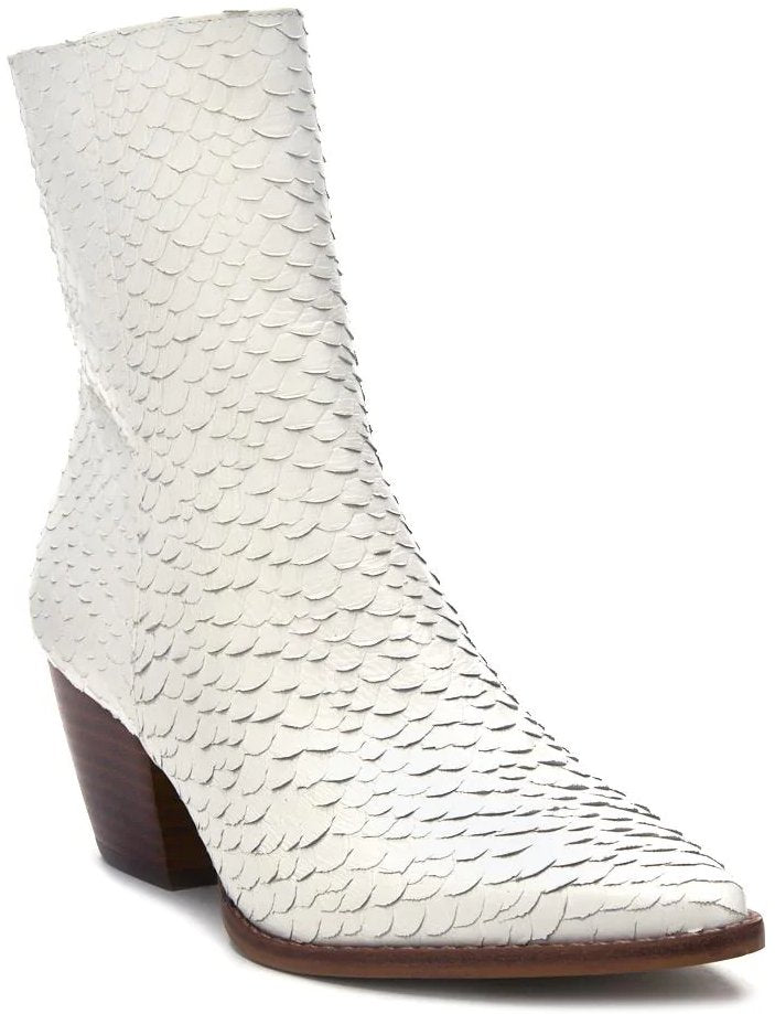 Matisse Caty Western Ankle Boot in White Snake/Brown