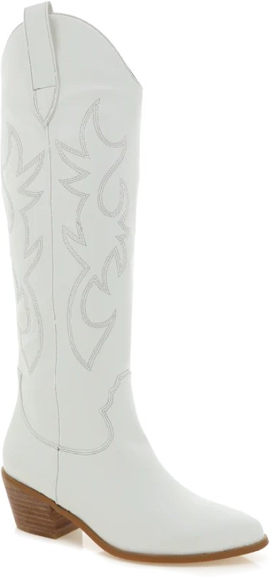 Billini Urson Knee High Western Boot in White