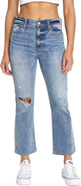 DAZE Shy Girl High Rise Crop Flare Jeans in Deep Dive - Front