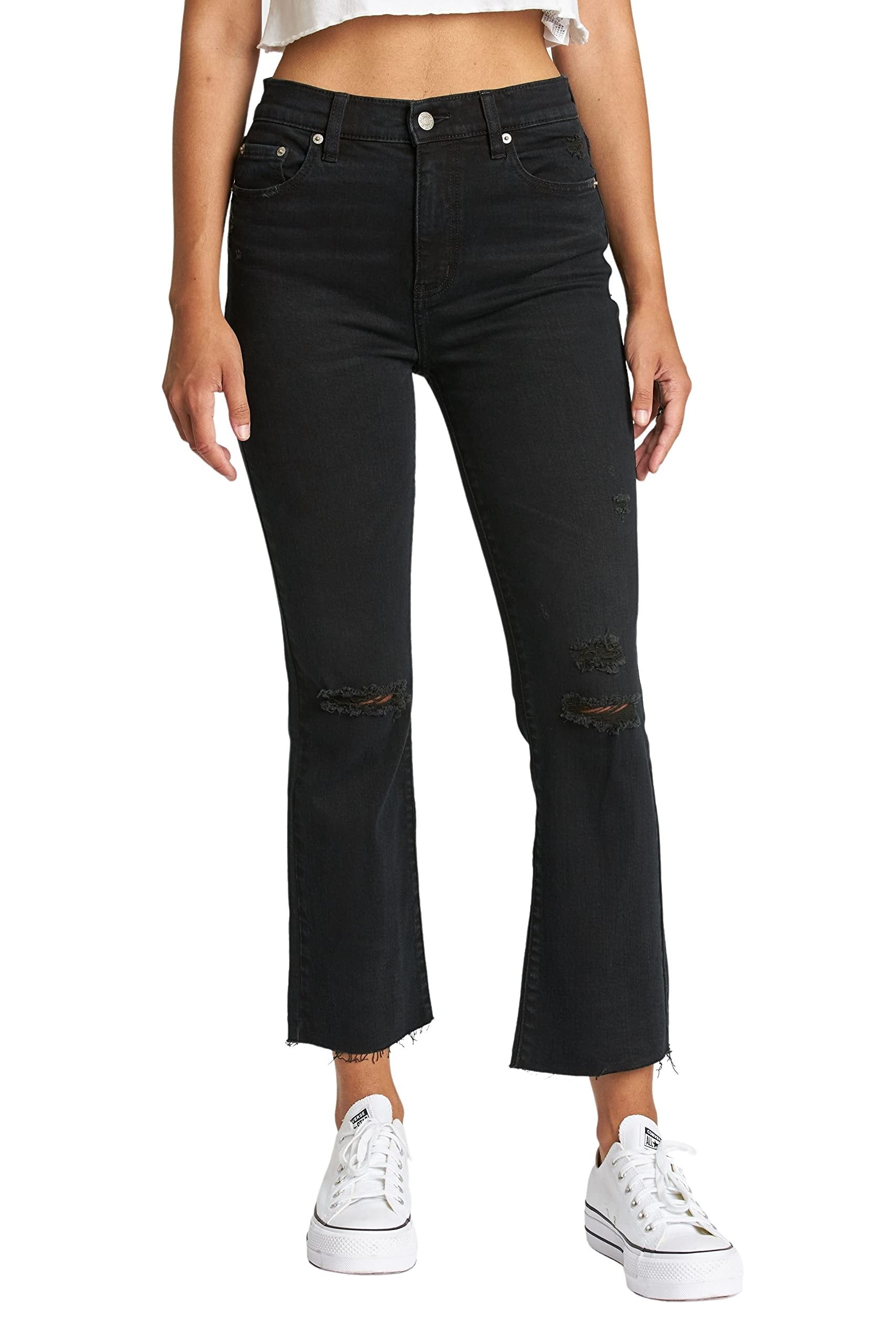 DAZE Shy Girl High Rise Crop Flare Jeans in Video Games - Front