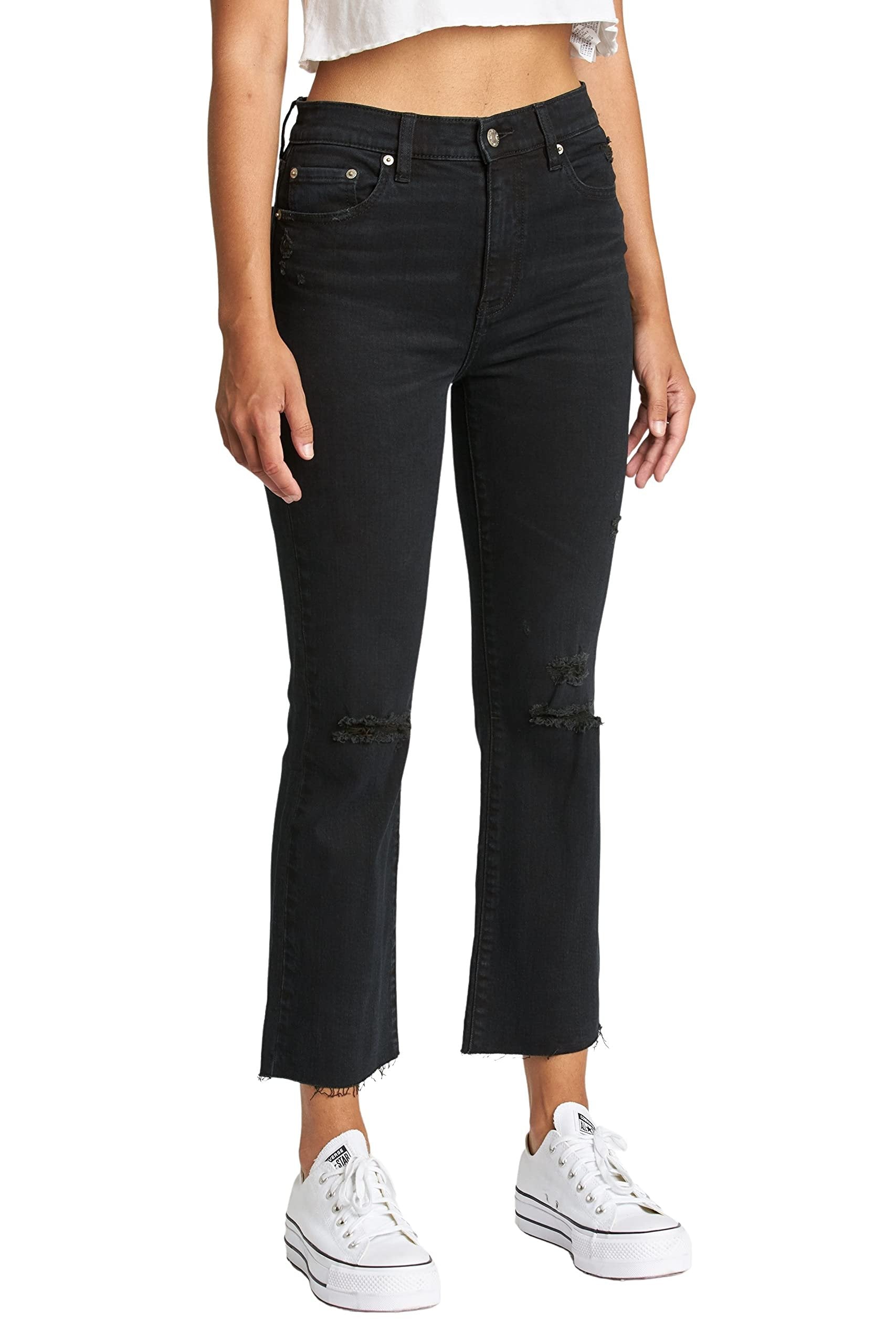 DAZE Shy Girl High Rise Crop Flare Jeans in Video Games - Side
