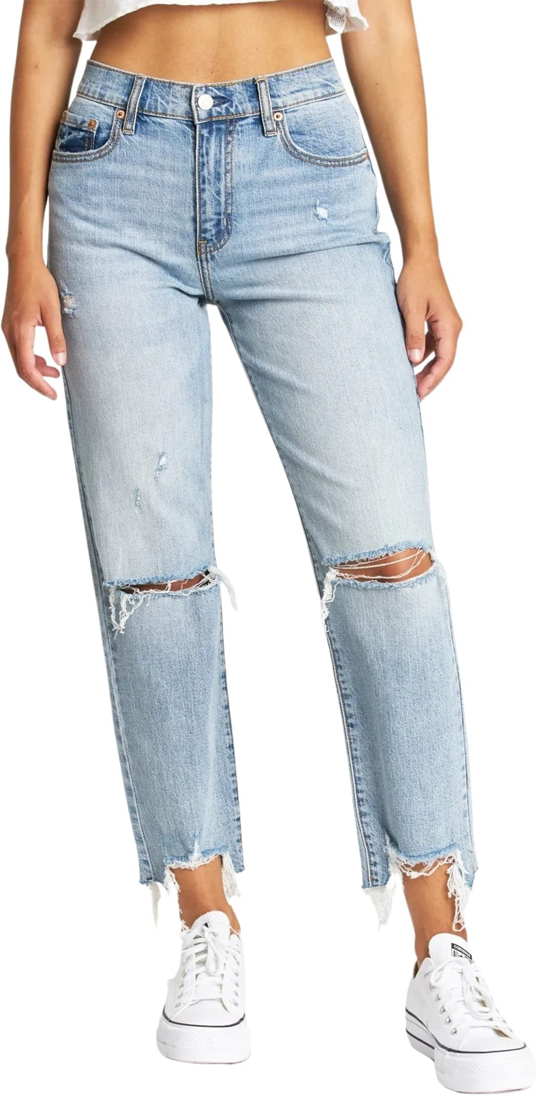 DAZE Straight Up High Rise Straight Denim Jeans in Sorry - Front