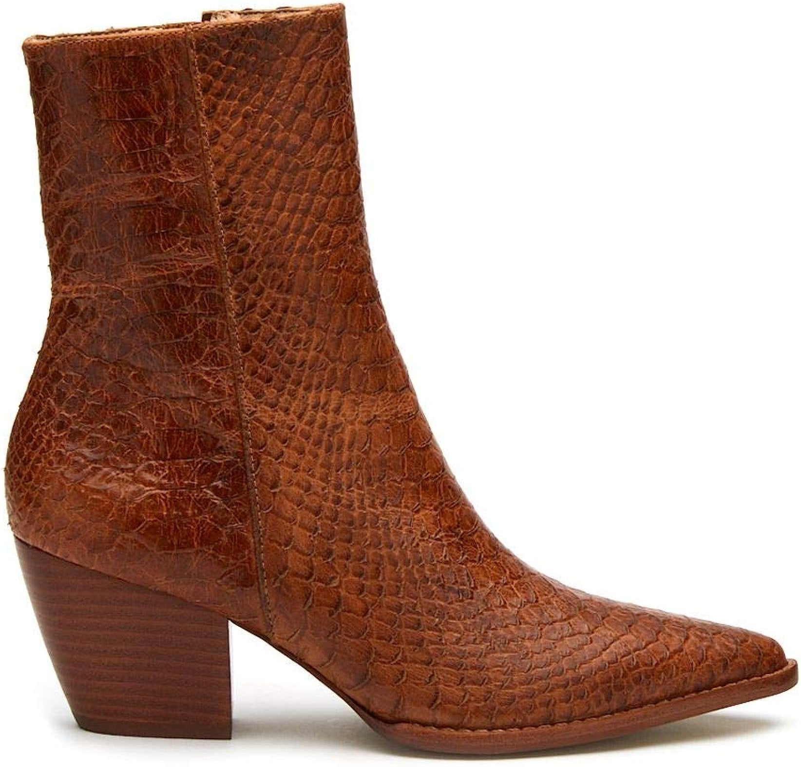 Matisse Caty Western Ankle Boot in Cognac Snake