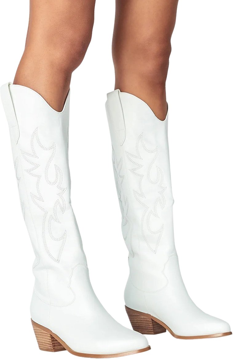 Billini Urson Knee High Western Boot in White