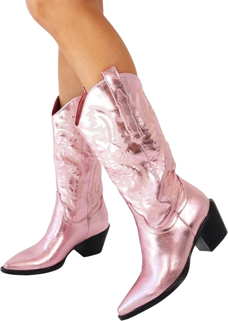 Billini Danilo Western Boot in Pink Metallic