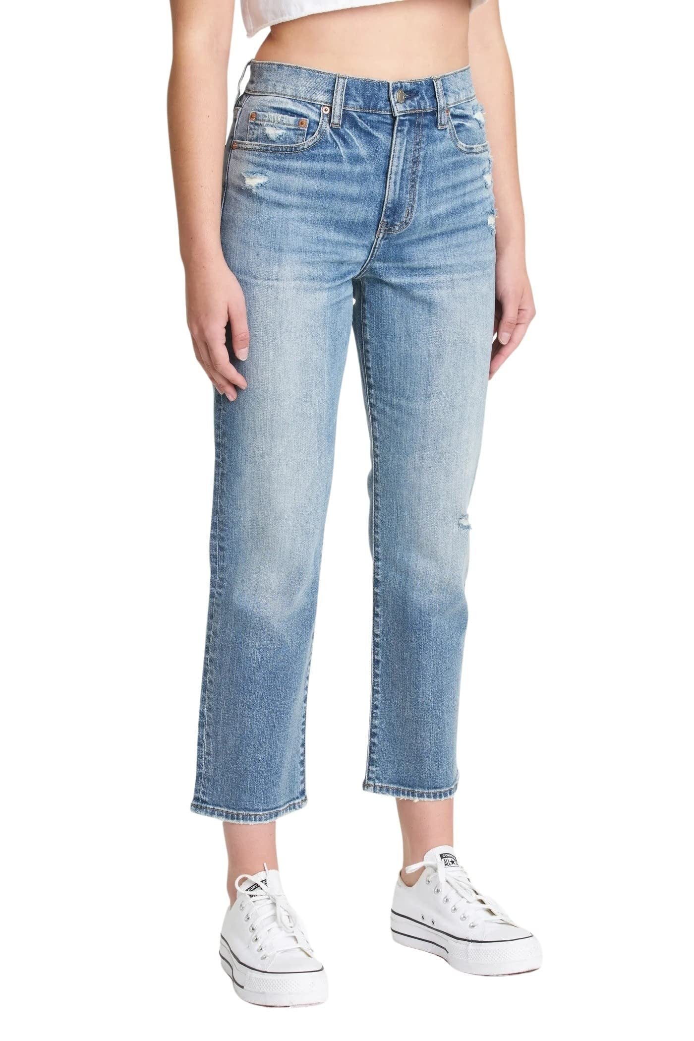 DAZE Straight Up High Rise Straight Denim Jeans in Totally Buggin